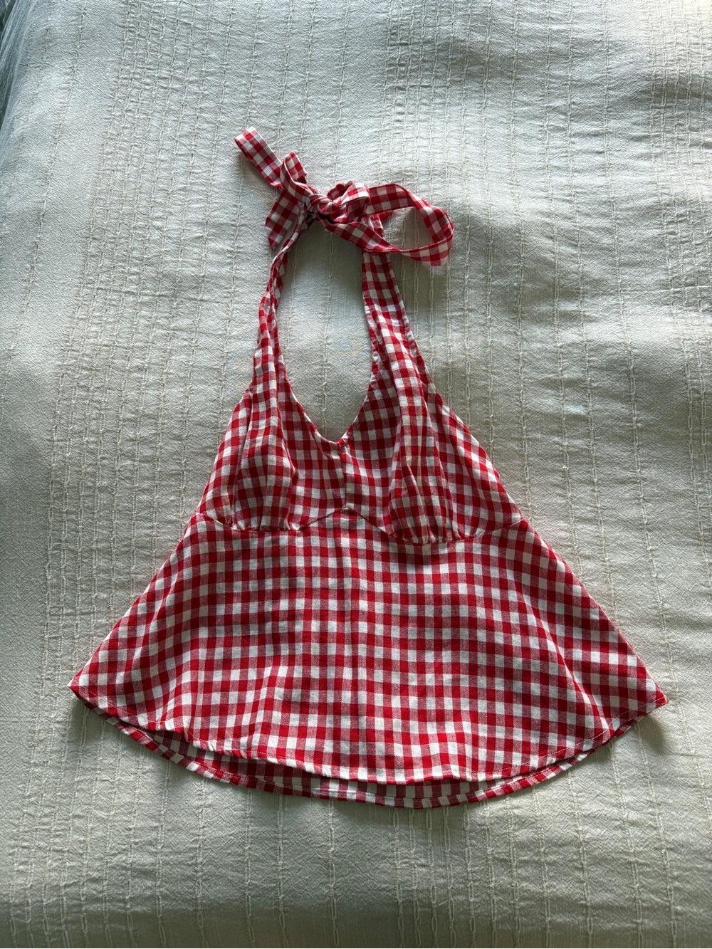 Red Gingham Halter Top